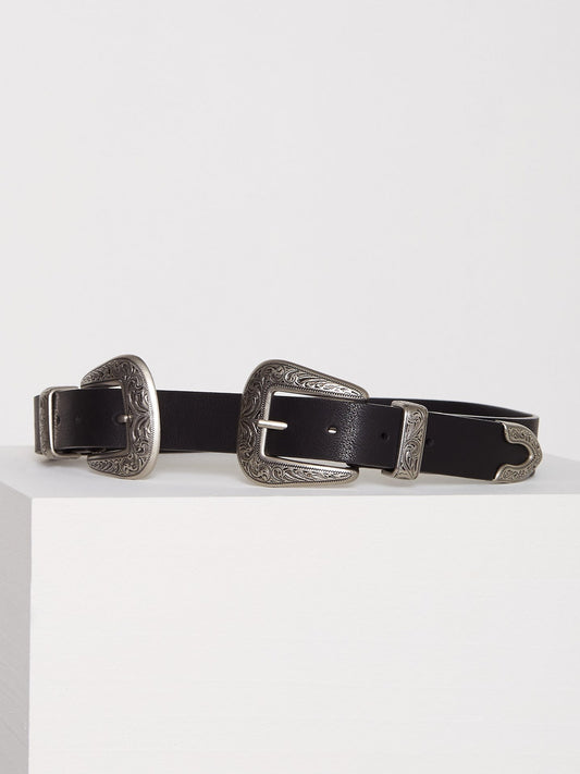 Meteora Double Buckle Vintage Womens Stretch Belt