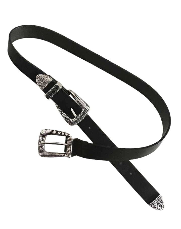 Athena Vintage Waist Belt For Women:  Double-Buckle Waist Belt