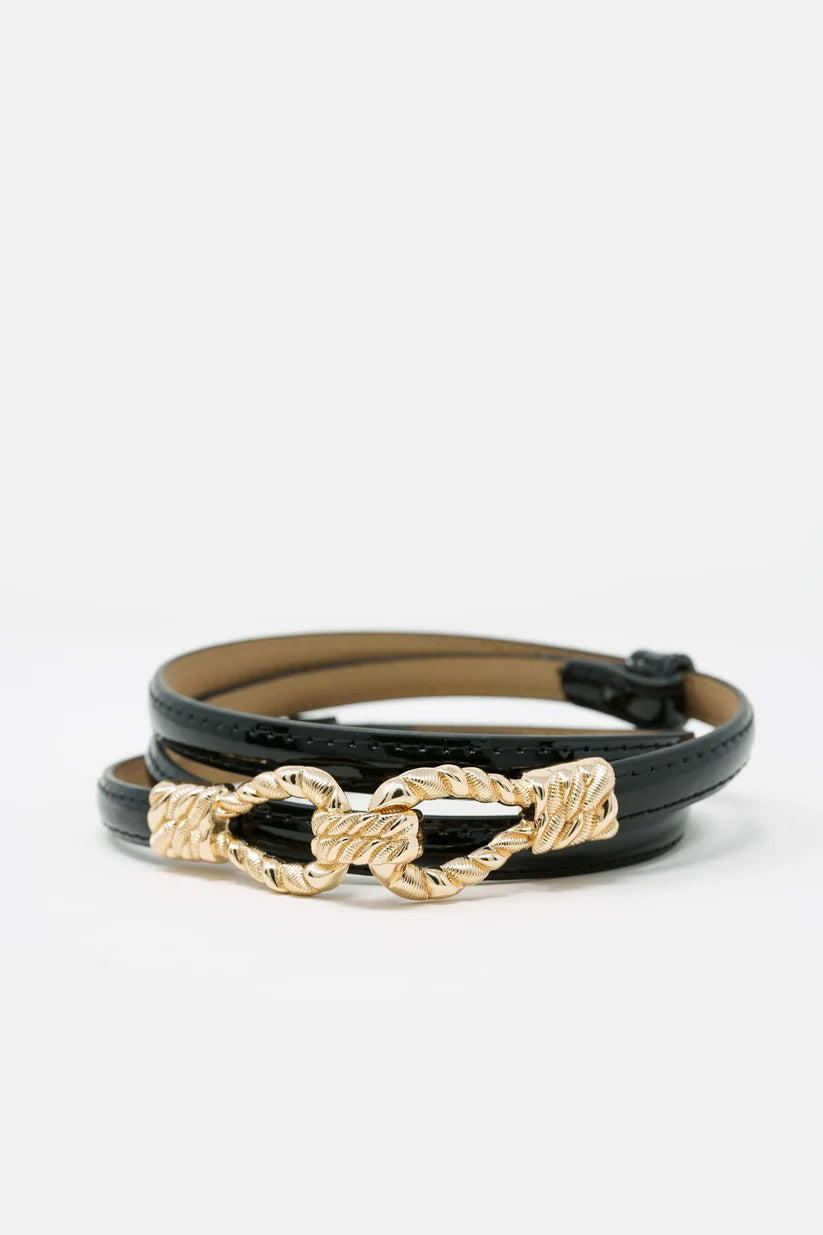 Chiara Italian Knot Slim Faux Leather Belt