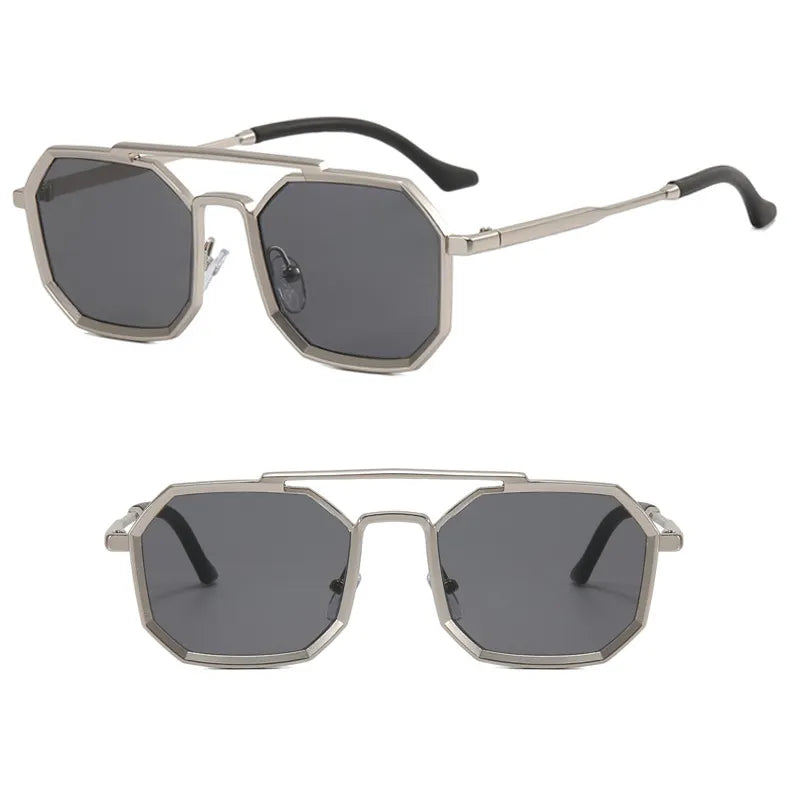 Cool and Hip Octagonal metal sunglasses that fits elegantly on your face and adds a bit of style to your look.   Unisex Sunglasses UV400 protection against harmful rays UA A/U Material: Brass and Resin Suitable for Prescription Lenses Dimensions: Lens Width: 55mm, Lens Height: 42mm, Nose Bridge: 20mm, Temple Length: 150mm, Frame Width: 145mm