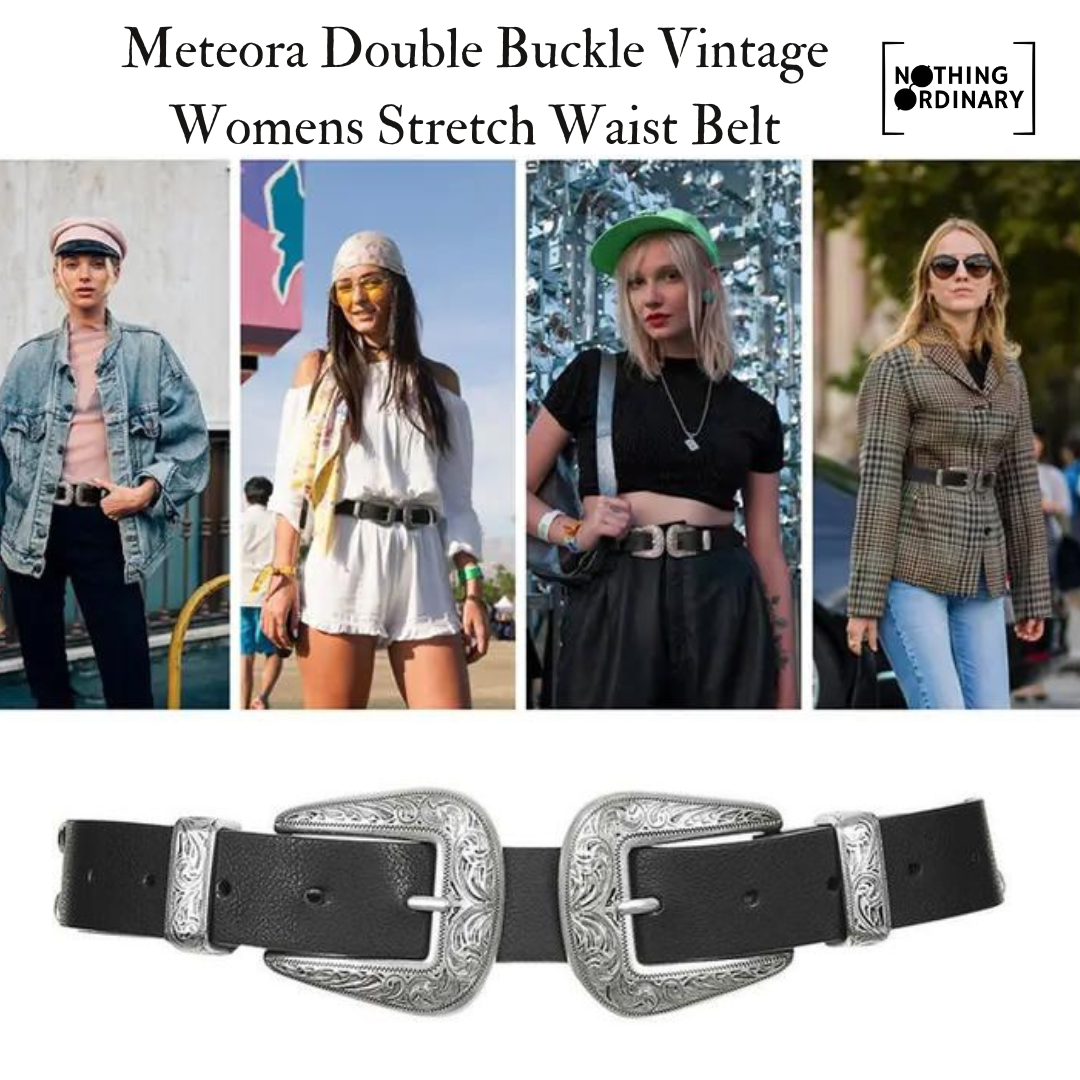 Meteora Double Buckle Vintage Womens Stretch Belt