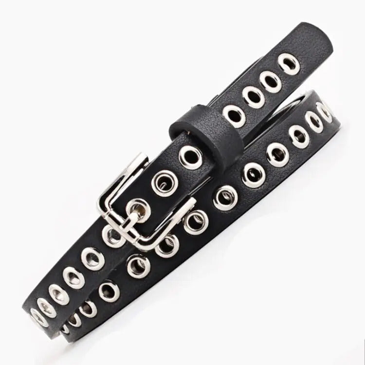 Wilderness Black Narrow Eyelet Belt